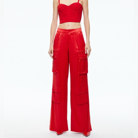 Alice + Olivia Women's Joette Red Cargo Pants